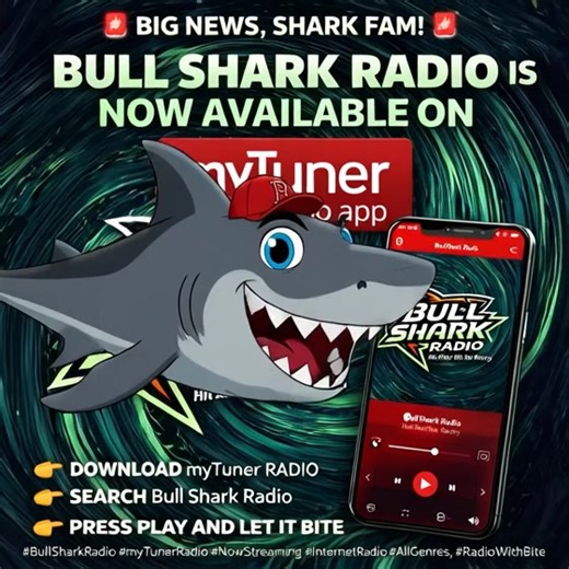 🚨 BIG NEWS, SHARK FAM! 🚨 🦈 Bull Shark Radio is now LIVE on the myTuner Radio app! 📻🔥 That means you can take Hit After Hit. No Mercy. with you anywhere — in the car, at work, on the beach, or cranked up at home. All genres, all energy, all the time. 👉 Download myTuner Radio 👉 Search Bull Shark Radio 👉 Press play and let it bite 🎶 No limits. No filler. Just pure music power. #BullSharkRadio #myTunerRadio #NowStreaming #InternetRadio #AllGenres