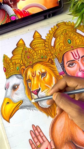 Panchamukhi Hanumanji Drawing Colour 😍✍️ #shorts #hanumanji #panchamukhahanuman #art #drawing