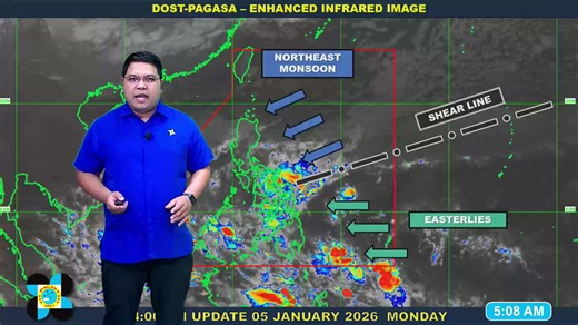 Public Weather Forecast issued at 5AM | January 5, 2026 - Monday DOST-PAGASA Weather Specialist: Obet Badrina #weatherreport #dostpagasa PAGASA Weather Report (Subscribe for more weather updates) Facebook Page (Like): / pagasa.dost.gov.ph Twitter (Follow): / dost_pagasa Website (Visit): http://bagong.pagasa.dost.gov.ph Customer Satisfaction Survey (Feedback): https://shorturl.at/Do3VX | DOST-PAGASA