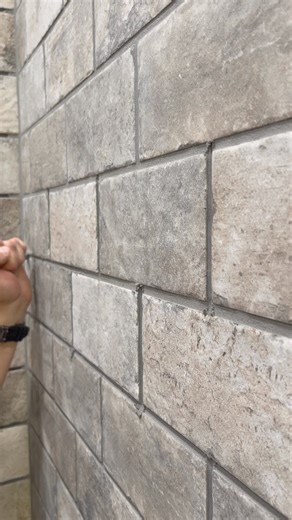 Best way to finish brick look tile. This will give it that realistic tile look. #remodel #construction #homerenovation #realestate #design #entrepreneur #interiordesign #hardwork #woodworking #renovation #homedecor #tools #diy #carpentry #work #asmr #designer #homemade #engineering | WINNI