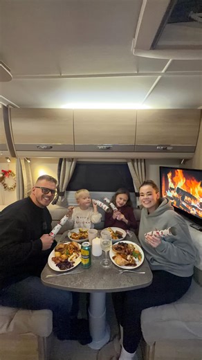 Touring with Riva on Instagram: "Making Christmas dinner in the caravan (the easy one, of course 😉). It’s not about where you are, it’s about the memories you make — and these are the ones they’ll remember forever. Cosy, festive weekends like this are everything 🎄✨ Merry Christmas Eve! #caravanlife #christmasdinner #caravancooking #makingmemories #familytime"