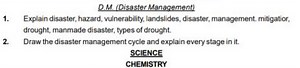 D.M. (Disaster Management)Explain disaster, hazard, vulnerabil... | Filo