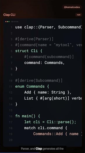 Rust Tutorial #25: CLI with Clap #Short