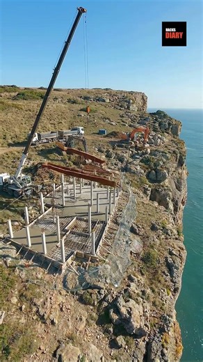 Building a Luxury Glass Cliffside Villa — From Empty Land to Dream Home (Static Drone Timelapse)