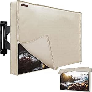 Outdoor TV Cover 39-40 Inches, HOMEYA 600D Heavy Duty Weatherproof TV Enclosure with Front Flap, Waterproof Zipper+Bottom Cover, for Outside LED LCD Flat Screen TVs-Cover Size 38''L x 22.5''H x 4.5"W