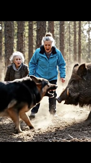 A wild boar attacked an elderly woman and her pet defended her