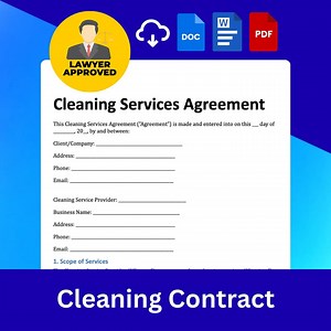 Cleaning Services Contract Template | Editable Cleaning Agreement | House Cleaning Business Form | Maid Service Contract | Instant Download - Etsy