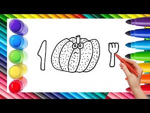 How To Draw cute Pumpkin Drawing, Painting & Coloring For Kids and Toddlers_🌈🎨 🐋