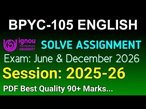 BPYC 105 Solved Assignment 2025-26 English, BPYC 105 Solved Assignment 25-26, BPYC-105 Assignment