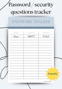 Printable Password Tracker – Password Logbook, Digital Password Organizer, Internet Security Planner, Password Keeper, Instant Download - Etsy