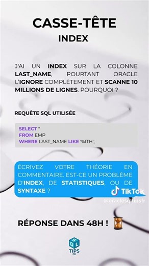 Pourquoi cet INDEX ne fonctionne pas ? 😱 (Défi SQL) Le défi est lancé ! #sql #sqltips #tutorielsql