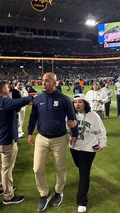 Penn State football on Instagram: "Penn State head coach James Franklin and his daughter Addy make their way off the field after the @orangebowl loss to Notre Dame. #pennstatefootball"