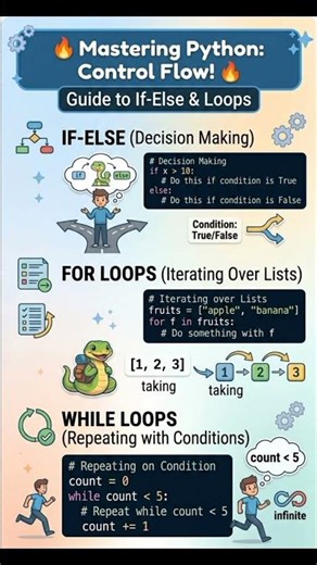 Python Logic: If-Else & Loops! 🐍 Master Control Flow in 60 Seconds!