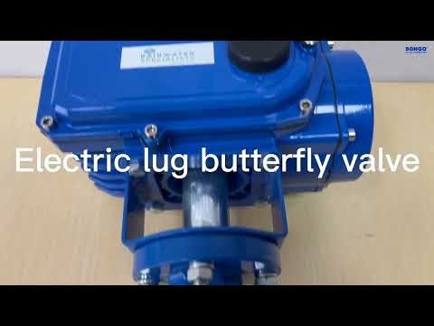 lug wafer motorized actuator valve dutile iron ptfe seal electric 4-20ma 24vdc