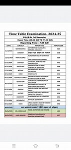 Time Table Examination-2024-25B.A./B.Sc 1st SemesterExam Time (... | Filo
