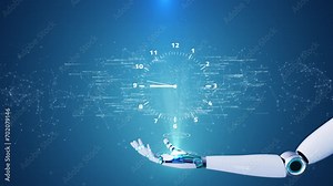 Digital countdown holographic clock timer Spiral Clock The Flow Of Time Dark digital timer starting background. stopwatch with white running numbers. Time lapse Stock Market and Exchange information