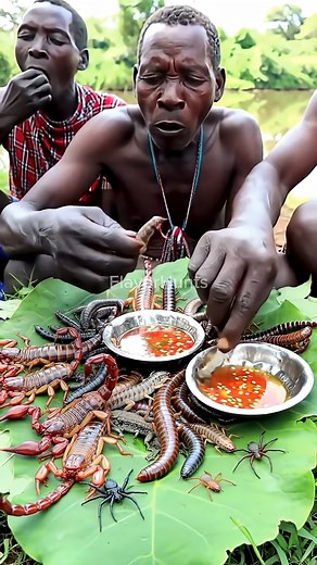 Extreme Tribal Feast by the River | Wild Foods Challenge in Africa.@FlavorHunts-ai | Asian Traditional Food