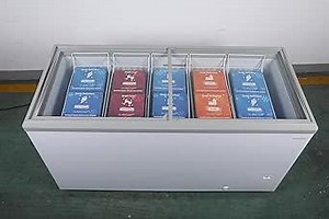 20 Cu.Ft Commercial Chest Freezer with LED Light,Temp Rang -8°F and 0°F,Glass Top Display Chest Freezer with 6 Removable Wire Baskets,Sliding Lids, Lock,Caster Wheels, White