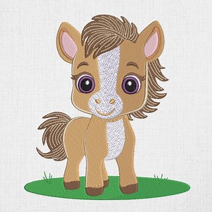 Baby Pony Machine Embroidery Design: Grazing Horse (instant Download, Multiple Sizes & Formats) - Etsy