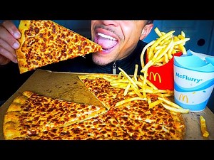 ASMR LITTLE CAESARS PIZZA & MCDONALD'S OREO MCFLURRY & FRIES MUKBANG | EATING SHOW NO TALKING