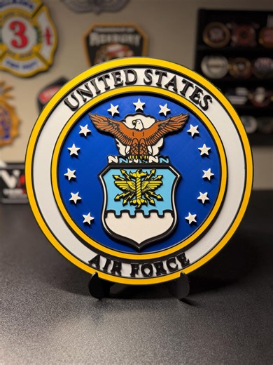 US Air Force 3D Plaque | Emblem Display | Desk or Wall Display With Stand - Etsy