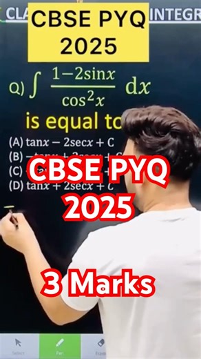 Q) If Integration ∫( 1 - 2sin x )/(cos^2(x) d𝑥 #cbse2024 #CBSE2025 #cbse #integration #class #math