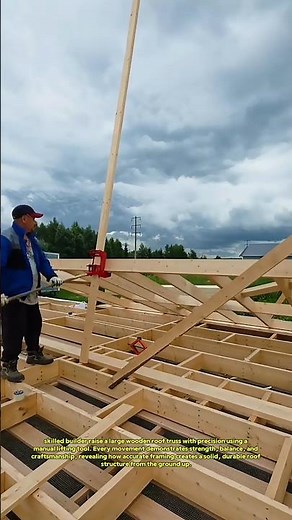 Powerful Roof Truss Raising Process | Smart Wooden House Framing Construction