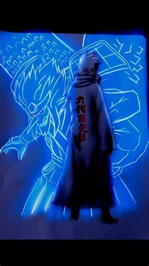 Kakashi X Susanoo drawing with glowing effects #ytshorts #animeeart #glowart #kakashihatake