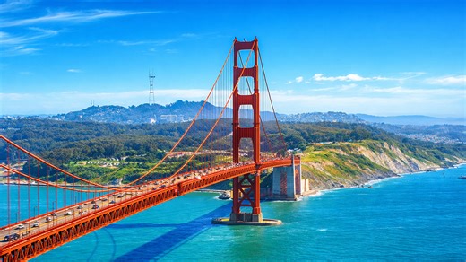 ゴールデンゲートブリッジと霧のサンフランシスコ湾の絶景（4K）