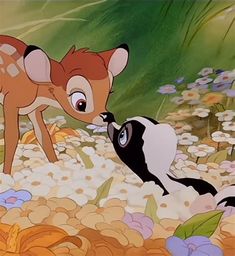 Quotes & Cartoons on Instagram: "He doesn’t mind 🥹👉👈 Bambi meeting Flower for the first time. Flower is, and will always be, the cutest little baby in Bambi"