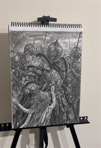 Finally finished this girl and the knight drawing I would like to thank @wlop for the amazing reference they did, and it inspired me to do it in my style. I changed the left hand slightly from before since it didn’t quite look right, as-well as trying to make it look more natural as I struggle with hands and feet anatomy the most. Notably blurring background images too. This is definitely in my top 3 favourite pieces I have drawn with my archangel drawing being my favourite still😼 #drawing #kni