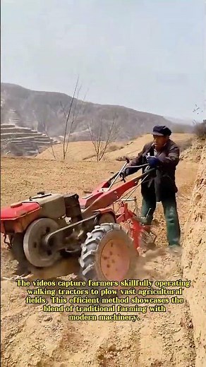 Farmers Plowing Fields with Walking Tractors