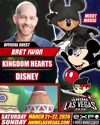 🎉 Official Guest Announcement 🎉 We’re excited to welcome Bret Iwan, the voice of Mickey Mouse, to Anime Las Vegas 2026! From Disney to Kingdom Hearts, Bret has brought one of the most iconic characters of all time to life, and now you’ll get the chance to meet him in person. 🗓 March 21–22, 2026 📍 Expo at World Market Center 🌐 animelasvegas.com Autographs, memories, and a whole lot of magic await. ✨ Don’t miss your chance to meet the mouse himself!