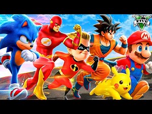 Which character is the FASTEST in GTA 5? (Sonic Flash Goku Pokemon mod)