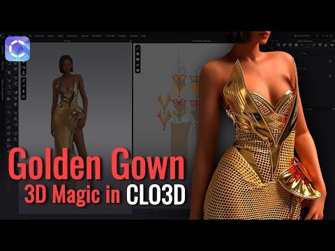 Stunning 3D Golden Dress Timelapse | Designing a Glamorous Gown in CLO3D
