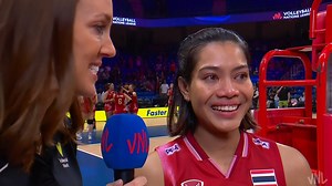 956K views · 26K reactions | WE KNEW WHO WE WERE DOING THIS FOR 梁 An emotional Ajcharaporn Kongyot after Thailand secured their place in #VNL2026 with one final, crucial point.  #Volleyball #VNL2025 #BePartOfTheGame | Volleyball World | Facebook