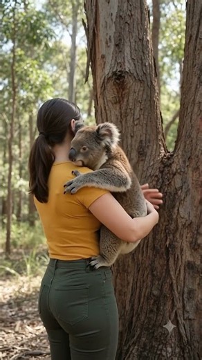 "The Koala Climbed Down Just to Be Hugged 🐨💛 Pure Aussie Magic"