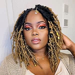 Toyotress Butterfly Locs Crochet Hair - 10 Inch Ombre Blonde Pre-twisted Distressed Crochet Braids, Short Bob Faux Locs Pre-looped Synthetic Braiding Hair Extensions (10 Inch, OT27-8P)