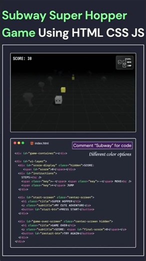 🔥Hopper Game using HTML CSS & JavaScript #coding