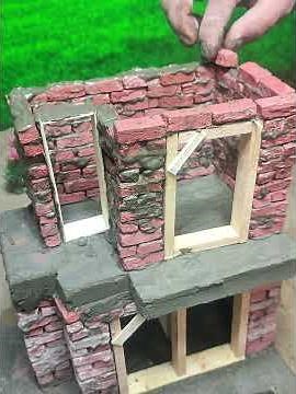 two story mini home with pool made with mini bricks #miniature #diy