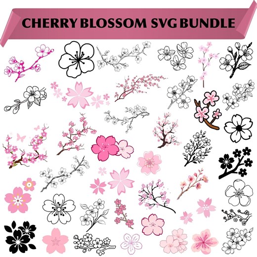 Cherry Blossom SVG Bundle: Sakura Flower Graphics (digital Download) - Etsy