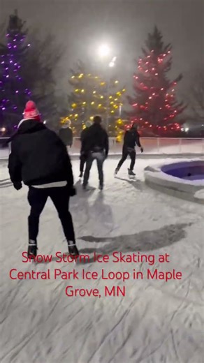 Snow Storm Ice Skating at Central Park Skate Loop in Maple Grove, MN! ❄️☃️ #parksnow #iceskating