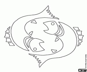 Pisces, horoscope's sign coloring page printable game