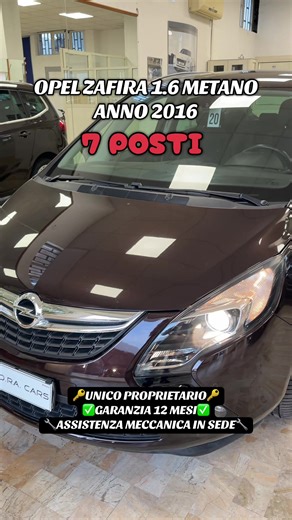 Proponiamo in vendita una Opel Zafira metano(scadenza 2028) unico proprietario in perfette condizioni, con un chilometraggio di 145000km, proveniente dal Nord Italia, sempre tenuta con cura. L'auto venduta con doppia chiave, non fumatori, e tutti i tagliandi sono stati regolarmente effettuati.É inclusa una garanzia di 12 mesi, che copre ogni eventuale difetto su parte motoria e cambio, per offrirvi maggiore tranquillità.Per qualsiasi altra domanda o per organizzare una visita, non esitate a cont
