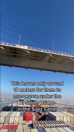 Maersk Triple-E Ship Passing Under Huge Suez Canal Bridge 🌉🚢 Mega Container Vessel