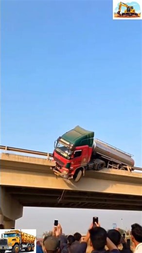 Fuel Tanker Falls Off Bridge — Shocking Moment Caught on Camera! #shorts #fueltank #falling #usa