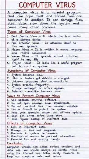 Computer Virus | Types, Symptoms, Prevention and Effects
