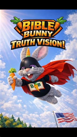 Devil Busters “Bible Bunny” Truth Vision Anthem Bible Bunny is a courageous, Scripture-powered superhero who fights lies with truth. Disguised as an undercover investigator, he springs into action when deception appears—opening God’s Word to expose lies and bring clarity. Wearing his signature black shirt with the open Bible and carrot emblem, a solid black helmet crowned with a carrot spike, and a flowing red cape, Bible Bunny doesn’t rely on gadgets or strength, but on God’s Word, prayer, and 