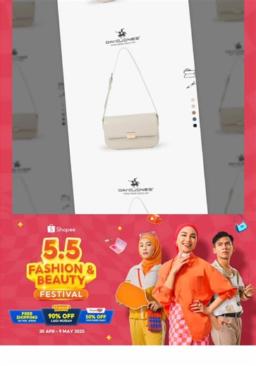 Festival Jualan Shopee 5.5 Fesyen & Kecantikan dah tiba‼️ Dapatkan DAVID JOMES paris women shoulder bag ini di shopee sekarang. Beli sini 👇 🔗link : https://s.shopee.com.my/9pRZ0utzbI 🔗code : AHD-YTS-MWT Atau Klik link di bio 🥰 SHOPEE menawarkan🥳 🚛Penghantaran Percuma Tanpa Perbelanjaan Minimum 💎Fesyen & Kecantikan 90% Diskaun Lagi Murah 🛍️Shopee Live 50% Diskaun Baucar Harian Jom shopping di @Shopee Malaysia #LagiMurah #ShopeeLagiMurah #ShopeeHaul #MYShopeeHaul #ShopeeMY55 #ShopeeMY #Sho