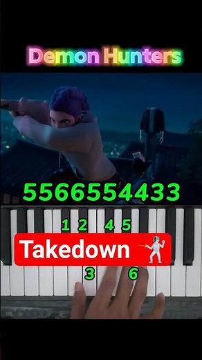 How to Play Takedown Easy piano tutorial from Demon Battle #shorts #shortsfeed #pianotutorial